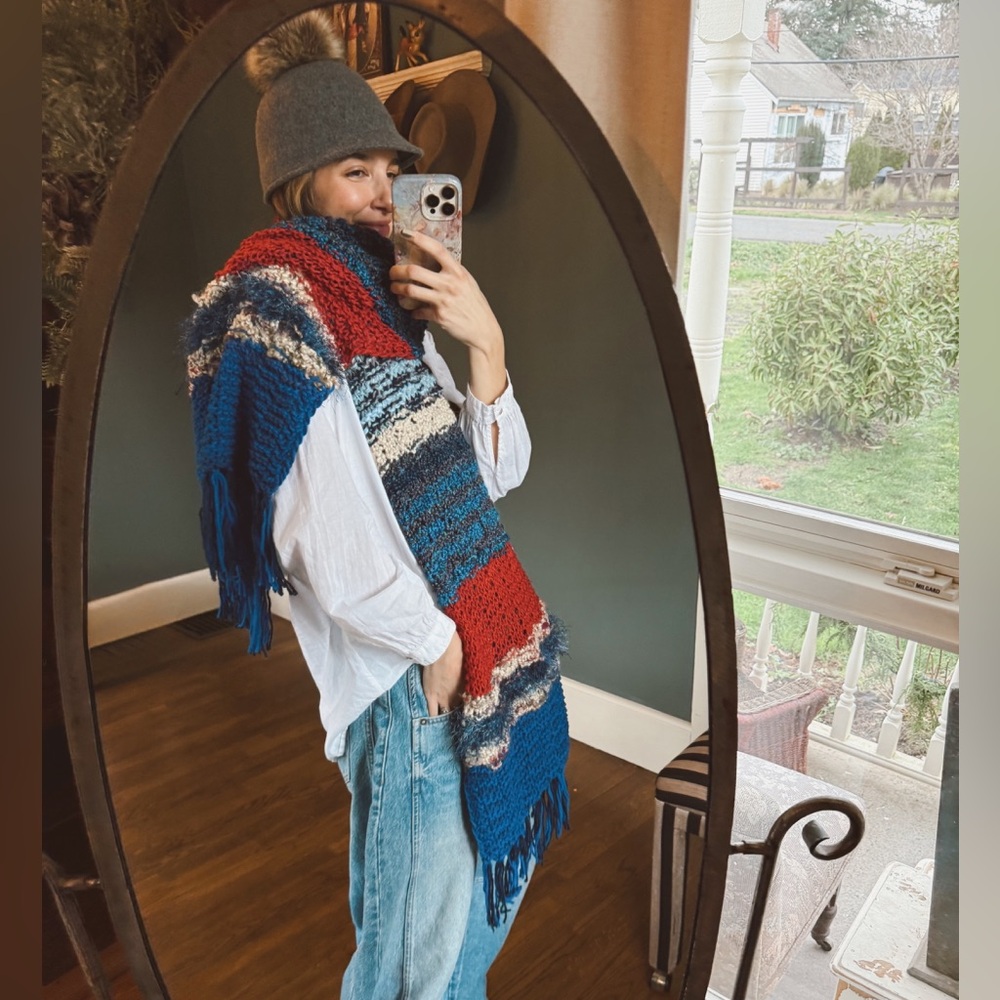 Handmade Cozy Multicolor striped Knit Scarf
